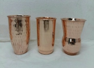 Verres à boire en cuivre de qualité supérieure pour un usage quotidien, gobelets métalliques pour eau, jus, cocktails, durables, réutilisables, vaisselle de cuisine. - Product Image 2