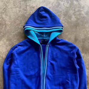 Nouvelle arrivée : sweat à capuche oversize style streetwear d'hiver, en coton vintage uni, triple couche, fermeture éclair, imprimé numérique - Product Image 2