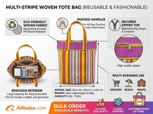 Bolsa de Compras Clásica Tejida Reciclada Ecológica Ellora, Personalizable, a Rayas, Resistente, Reutilizable, Ligera - Product Image 6
