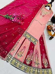 Robe de soirée Bollywood traditionnelle indienne et pakistanaise en GEORGETTE, séchage rapide, style Plazzo, pour mariage et occasions spéciales - Product Image 3