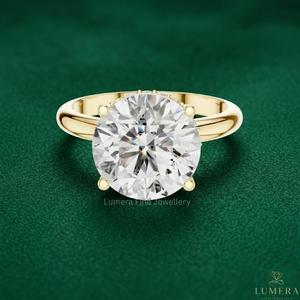 Bague solitaire en diamant de laboratoire taille brillant plaqué or 18 carats de luxe pour femme |   Bague de fiançailles classique certifiée IGI LUMERA FINE - Product Image 1