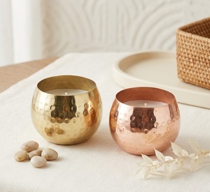 Luxury Scented <b>Candle</b> <b>Set</b> In Hammered Metal Jars Handcrafted Copper And Gold Votive Holders For Home Decor And Wedding Gifts - Product Image 1