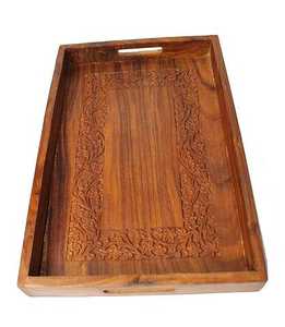 Bandeja de servir rectangular de madera estilo vintage para el hogar, bodas, hoteles, mesa, frutas, comida, uso en servicio de mesa. - Product Image 6
