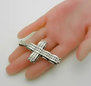 Collar con Colgante de Cruz de Moissanita, Plata de Ley 925, Chapado en Oro, Colgante con Incrustaciones de Diamantes, Joyería de Lujo, Regalo para Hombres y Mujeres - Product Image 4