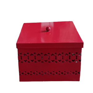 Antique Geometric Pattern Metal <b>Box</b> with Tassel Lid Handmade Rectangle Shape Party Decor Diwali Gifted <b>Hamper</b> <b>Box</b> - Product Image 1