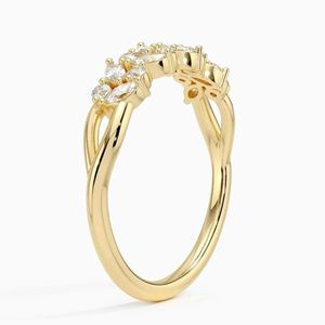 Bague de fiançailles fantaisie RITZIN en or jaune pour femme, coupe marquise et ronde, bague de mariage, cadeau mignon, bijoux faits à la main - Product Image 2