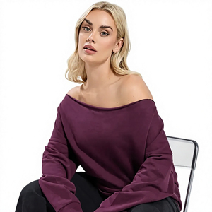 Women's Winter Printed <b>off</b> <b>Shoulder</b> Oversized <b>Sweatshirt</b> Casual Loose Fit Long Sleeve Drop-<b>Shoulder</b> Soft Cotton Blend Cozy - Product Image 4