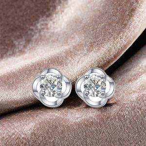 Pendientes de Diamante de Moissanita Solitario Brillante con Estilo Floral Vintage Personalizado de Plata 925, Joyería Fina Unisex al por Mayor con Cierre de Rosca - Product Image 5