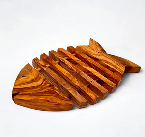 Sous-plat en bois pour décoration de table, support pour pot de cuisson, forme de poisson, antidérapant, pour réchauffer les plats - Product Image 1