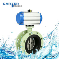 Válvula de Mariposa Neumática Carter con Brida de Hierro Dúctil GG25 RF, Doble Acción, Centro, Sellado Suave EPDM, para Agua y Aguas Residuales, DIN