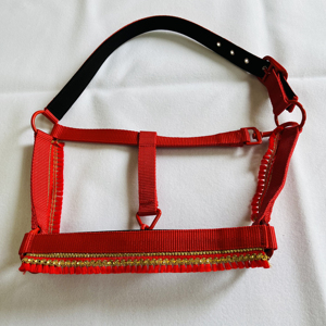 Nylon Durable Comfortable Horse Halter with Decorative Fringe Noseband & Matching Coated <b>Hardware</b> Sizes Full/Cob/ - Product Image 2