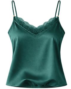 <b>Green</b> Satin Lace Cami Shorts Set Women Sleepwear Pajama Set Sexy Nightwear Summer Soft <b>Silk</b> Lounge Wear Two Piece Outfit - Product Image 2