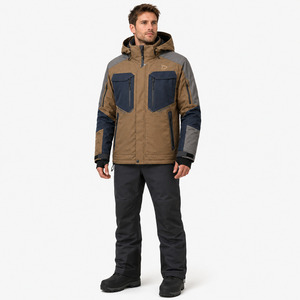 Veste de ski imperméable pour homme 10 000 mm avec capuche, coupe-vent respirante synthétique color-block - Tex - Product Image 3