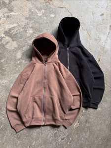 Sweat-shirt à capuche zippé oversize pour homme, couleur unie, en polaire, décontracté, pour l'automne, mélange polyester/coton, anti-boulochage, brodé - Product Image 3