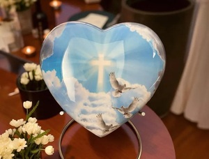 Heavenly Cross Heart Urn for Human & Pet <b>Ashes</b> Eco-Friendly Durable Cremation <b>Keepsake</b> Heart Cremation Urn Heavenly Cross Heart - Product Image 3