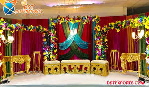 Decoración de boda musulmana, hermoso escenario dorado, recepción de boda india, corazón, escenario, temática de oro perfecto, decoración de escenario Nikah - Product Image 5