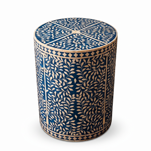 Handcrafted <b>Blue</b> Inlay Cylindrical <b>Storage</b> <b>Box</b> Decorative Home Decor Organizer Wholesale OEM ODM Custom - Product Image 1