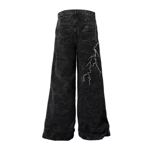 Jean baggy vintage personnalisé brodé pour homme, coupe large, style streetwear, denim gothique, hip-hop, coupe ample, pantalon oversize - Product Image 6