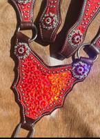 Nouvel ensemble d'accessoires de sellerie western en cuir de qualité supérieure, faits à la main, pour concours hippique, comprenant têtière et collier de poitrine, collection 2026
