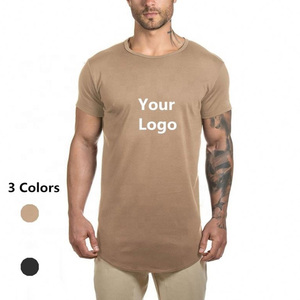 <b>Men's</b> <b>Slim</b> <b>Fit</b> Long Solid Color Short Sleeve T-<b>Shirt</b> O-Neck Casual Knitted Printed Front Logo - Product Image 1