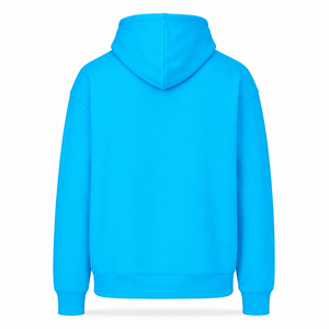 Sudadera con Capucha Premium Azul Cian sin Cordones, Hombros Caídos, Oversize, 100% Algodón Felpa, Unisex, Bolsillo Canguro, Antiarrugas - Product Image 2