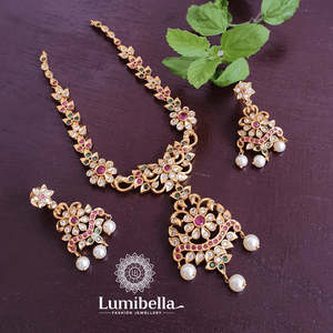 Floral Necklace <b>Set</b>-Simple Fashion Jewelry Alloy Silver Plated with <b>Crystal</b> & Rhinestone Women's Casual Party Jewelry - Product Image 1