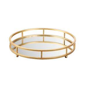 Modern Style Brass Oval <b>Tray</b> with <b>Gold</b> Finish Mirror Base <b>Serving</b> Platter for Home Hotel Decor Dining Table Centerpiece - Product Image 3