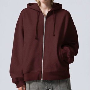 Oferta Caliente: Sudadera con Capucha Bordada de Algodón Oversize para Mujer, Estilo Casual de Moda, Color Sólido, con Cremallera, para Otoño e Invierno - Product Image 1