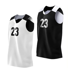 Maillot de basket-ball réversible pour hommes avec numéro |   Maillot individuel pour les matchs ou les entraînements |   Noir/Blanc - Product Image 1