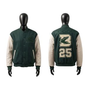 Chaqueta Varsity Impermeable para Hombre, Estilo Urbano, 440 Gramos, con Parches Bordados de Chenilla y Diseño de Patchwork - Product Image 1