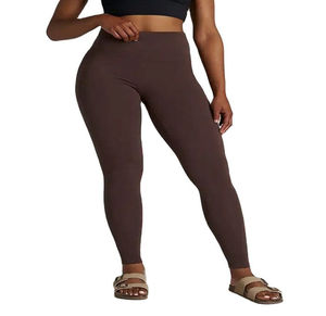 Ensemble de leggings de yoga pour femmes, respirant, uni, 2 pièces, athlétique, fitness, gym, entraînement, sans couture, taille haute, spandex/nylon - Product Image 1