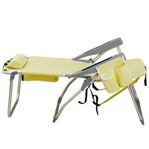 Sedia da Spiaggia Gialla 63*70*99cm, Capacità di Carico 100kg, Tessuto Oxford Rinforzato, Supporti in Alluminio Bianco Argento, Portata 100kg - Product Image 6
