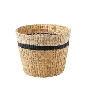 Natural Water Hyacinth <b>Basket</b> <b>with</b> Black Stripe Decorative <b>Storage</b> <b>Basket</b> for <b>Shelf</b> Living Room Bedroom Organization - Product Image 1