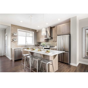 Armoires de cuisine en bois clair sur mesure CANA, portes à panneaux modernes, pleine hauteur, nouveau design contemporain pour la maison, placards muraux - Product Image 2