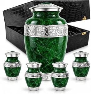 Urna Funeraria de Árbol de la Vida Verde para Cenizas Humanas Adultas, Estilo Vidrio Teñido, Urna Grande de Aluminio con Bolsa de Terciopelo - Product Image 6