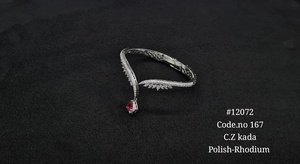 Bracelet manchette en zircone cubique 12072, bracelet en pierre rouge, bracelet plaqué rhodium, bracelet en laiton avec zircone cubique, bijoux pour femme, idéal pour les soirées - Product Image 2