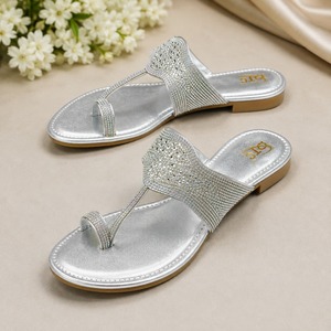 Sandales plates à plateforme en strass argentés pour femmes et filles, à bout ouvert, multicolores, pour l'été, la plage et les sorties en plein air - Product Image 3