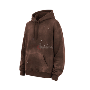 Sweat à capuche en molleton français lavé aux enzymes pour homme, coupe lourde, épaules tombantes, surdimensionné, logo personnalisé, coton, OEM - Product Image 3