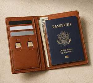 Nueva Llegada, Porta Pasaportes Unisex de Cuero Genuino Ecológico, Cartera de Viaje con Logotipo Personalizado, Funda Protectora para Pasaporte con Bloqueo RFID - Product Image 1