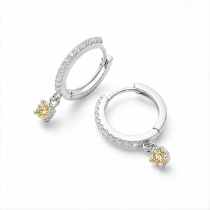 Women Small Jewelry <b>Silver</b> Rhodium Plated Zircon <b>Hoop</b> Earrings - Product Image 2