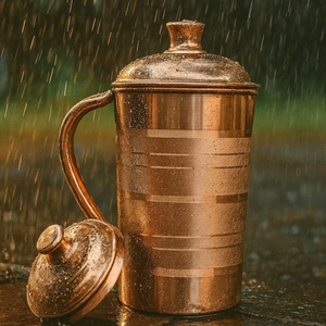 Ensemble de carafes à eau en cuivre massif Antique Creations - Pichet ayurvédique pour la santé avec bouchon coulissant anti-fuite, design de luxe pour cadeau de mariage - Product Image 5