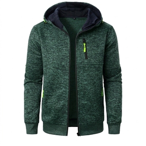 Sudadera con capucha de invierno para hombre, con cremallera, de felpa, holgada, con logo personalizado, lisa, estilo urbano, al por mayor - Product Image 3