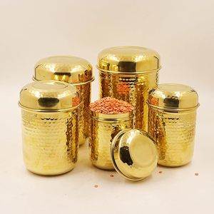 Handmade Brass Container Low Price Storage <b>Jar</b> for Dry Fruits Spices and Kitchen Use Brass Storage Container - Product Image 4