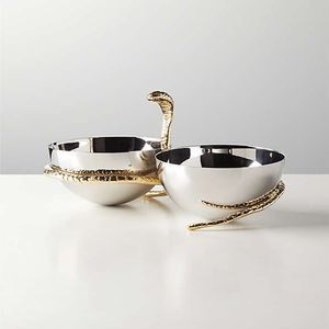 Bol décoratif pour chips et sauce, ensemble de service à double compartiment, bol pour snacks et sauce, plateau pour chips et sauce, bol de service avec support pour sauce - Product Image 2