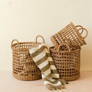 Vietnam Hollow Out Pattern Water Hyacinth <b>Basket</b> Breathable <b>Toy</b> <b>Storage</b> Organizer - Product Image 1
