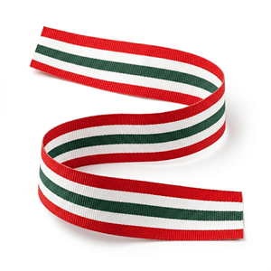 Cinta de Grosgrain a Rayas de 50 mm de Neelkamal Industries, Roja, Blanca y Verde, Cinta de 2 Pulgadas para Lazos para el Cabello, Envoltura de Regalos y Decoración - Product Image 1