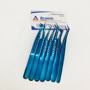 Pinzas de extensión de pestañas con agarre de estrella de acero inoxidable de alta calidad, Color azul de plasma, Punta puntiaguda hermosa sostenible - Product Image 2