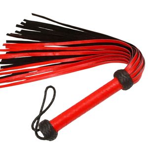 <b>Leather</b> Whip Red with Black Handle and Braided Loop - Product Image 2
