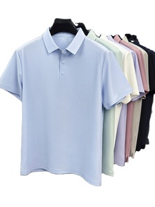 OEM custom logo embroidery printed seamless texture lapel short-sleeved polo <b>men's</b> 7A <b>cool</b> solid color business loose polo-<b>shirt</b> - Product Image 1