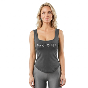 Summer Women's Running Gym Fitness Street Wear Digital Printing Sports Yoga Knitted 100% Cotton Tank <b>Top</b> For Sale - Product Image 4
